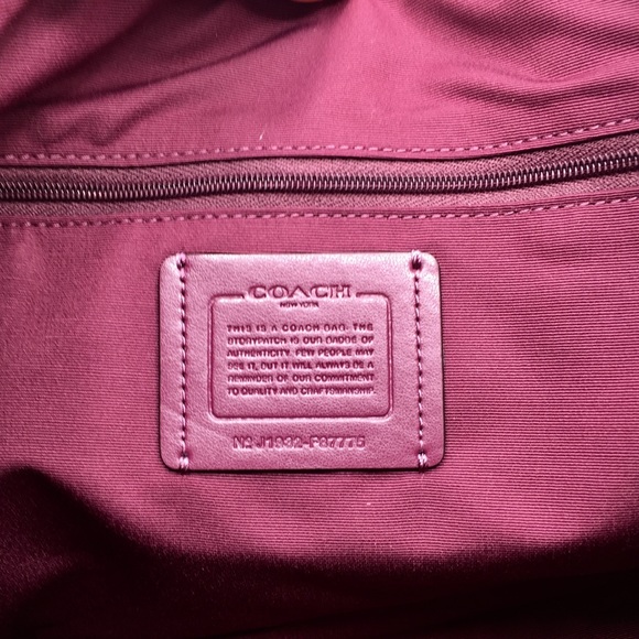 Coach Dark Berry Leather Shoulder Tote Bag - Picture 5 of 16